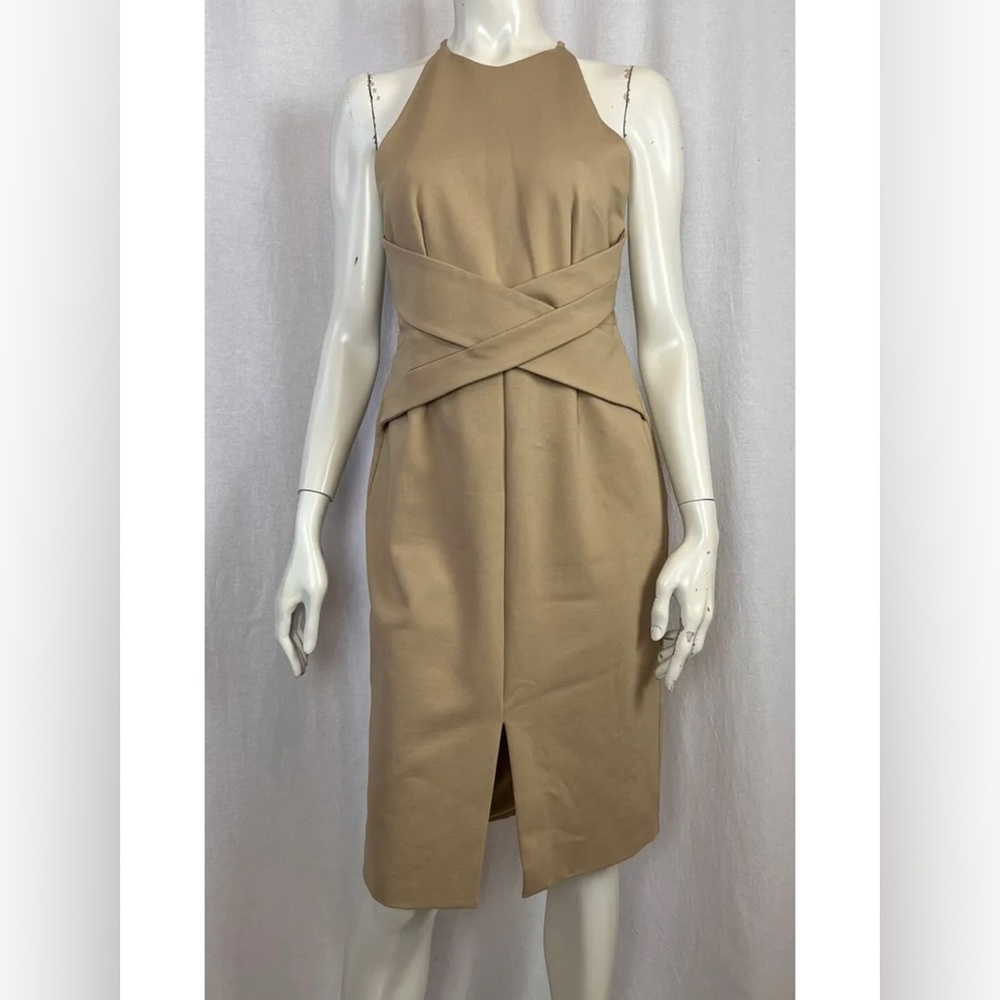 Lavish Alice Wrap Front Plunge Back Detail Midi Dress UK 10